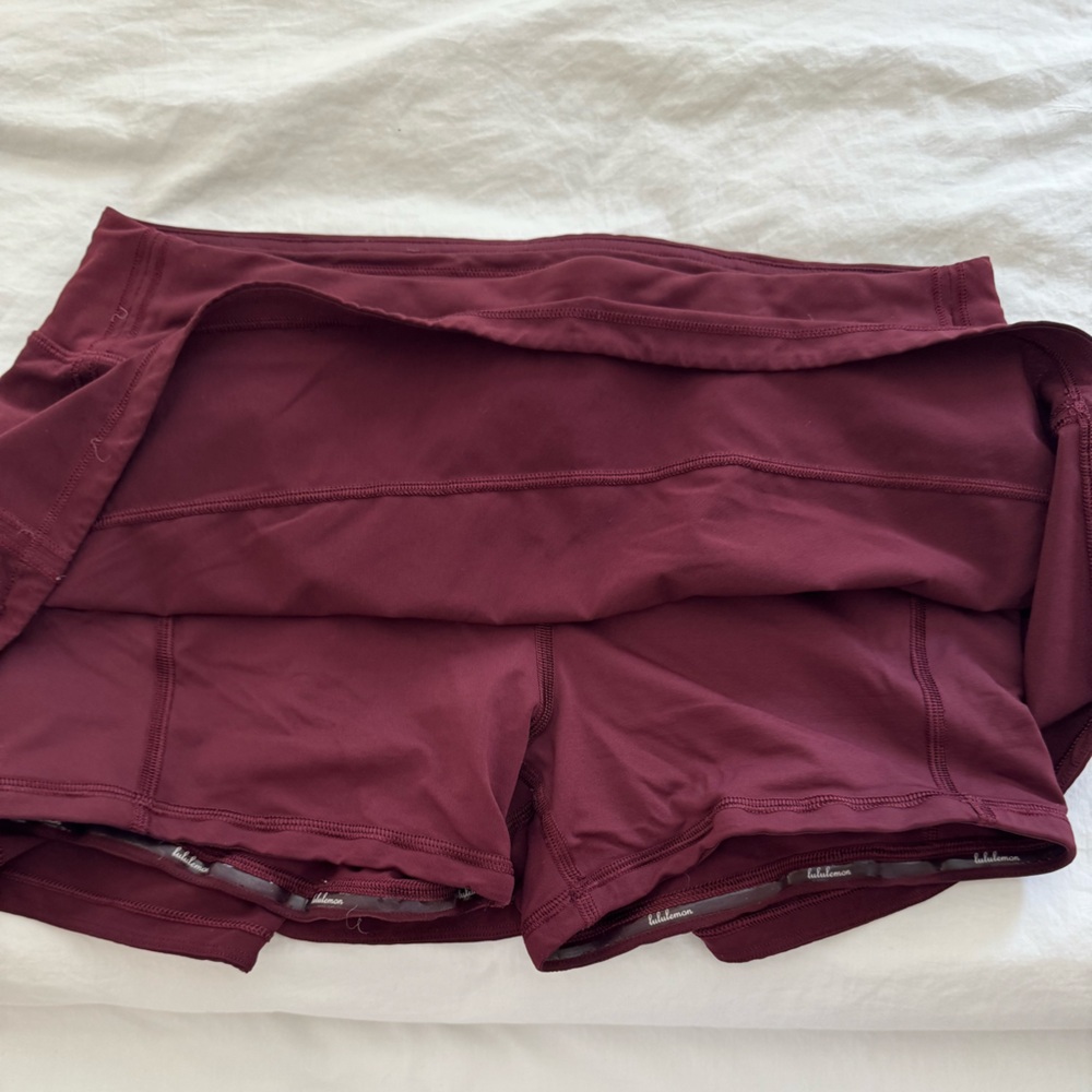 Burgundy Lululemon Pace Rival Tennis Skirt